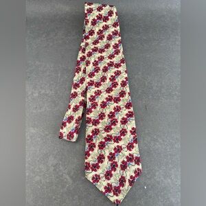 J Garcia Collection Men's Tie 100% Silk  Floral Red Green Blue 57 x 3 3/4